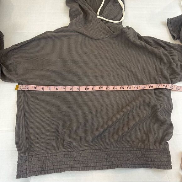 Pact Waffle Thermal Pullover Hoodie Grey/Purple Organic Cotton Size Large - Picture 14 of 15